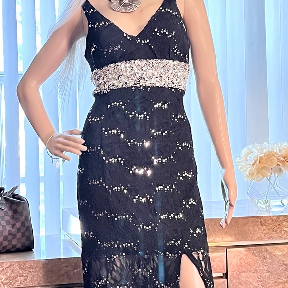 My Michelle size 5 Pretty black lace and sequin gown purchased from macys - Picture 6 of 6